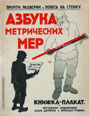 Рис. 1. Обложка книжки-плаката «Азбука метрических мер» (составили художники Ольга Дейнеко и Николай Трошин), 1925 г.